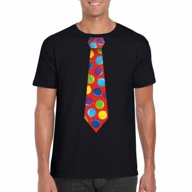 Foute kerst shirt met kerstballen stropdas zwart voor heren