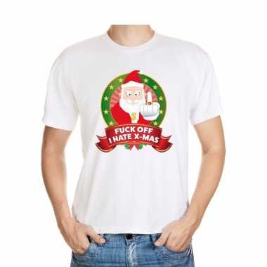 Foute kerst shirt wit fuck off i hate x mas voor heren