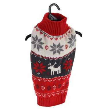 Kerstoutfit voor honden/katten rode kerst outfit met rendiertes en sneeuwvlokken