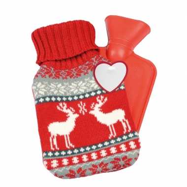 Rode kerst/winter kruik met gebreide hoes 595 ml