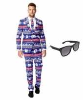 Carnavalsoutfit heren rendier print outfit 48 m met gratis zonnebril