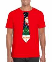 Fout kerst-shirt rood kerstboom stropdas voor heren
