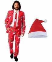 Foute kerst opposuits outfitken outfits met kerstmuts maat 50 l voor heren christmaster