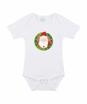 Kerstoutfit baby rompertje met kerstman wit jongens en meisjes