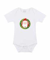 Kerstoutfit baby rompertje met kerstman wit jongens en meisjes