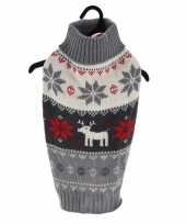 Kerstoutfit voor honden katten grijze kerst outfit met rendiertjes en sneeuwvlokken