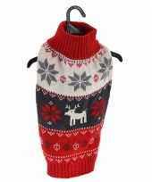 Kerstoutfit voor honden katten rode kerst outfit met rendiertes en sneeuwvlokken