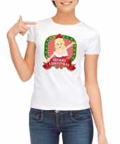 Sexy foute kerstmis shirt wit voor dames merry christmas