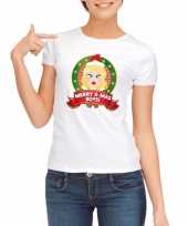 Sexy foute kerstmis shirt wit voor dames merry x mas boys